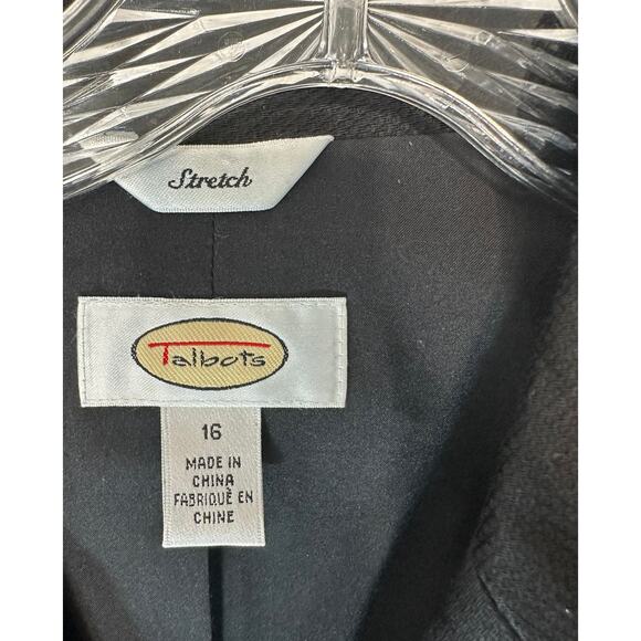 Talbots Black Basic Textured Work Office Career Single Breasted Blazer Size 16 - Picture 2 of 13